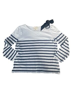 Sezane Mariniere Top Striped Bow Shoulder Breton Top
